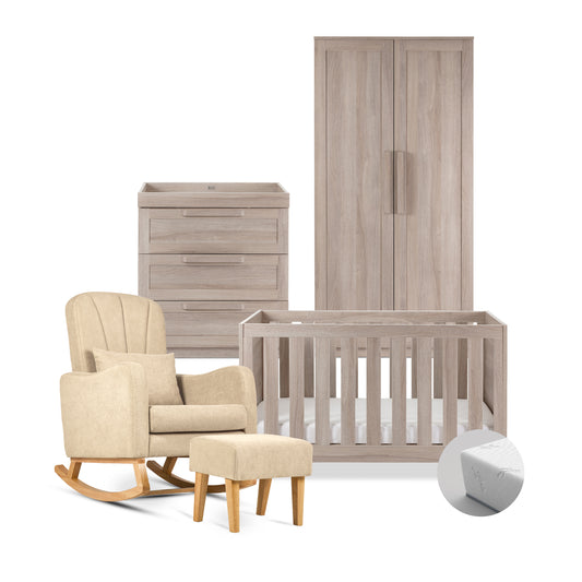 Bromley Oak 4 Piece Nursery Room Set With Mattress