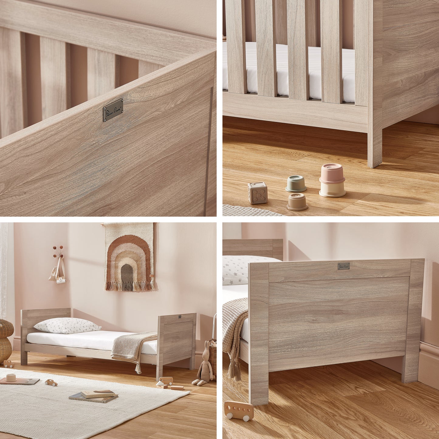 Bromley Oak 2 Piece Nursery Set with Convertible Cot Bed to Toddler Bed & Dresser