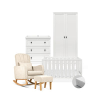 Bromley White 4 Piece Nursery Room Set With Mattress