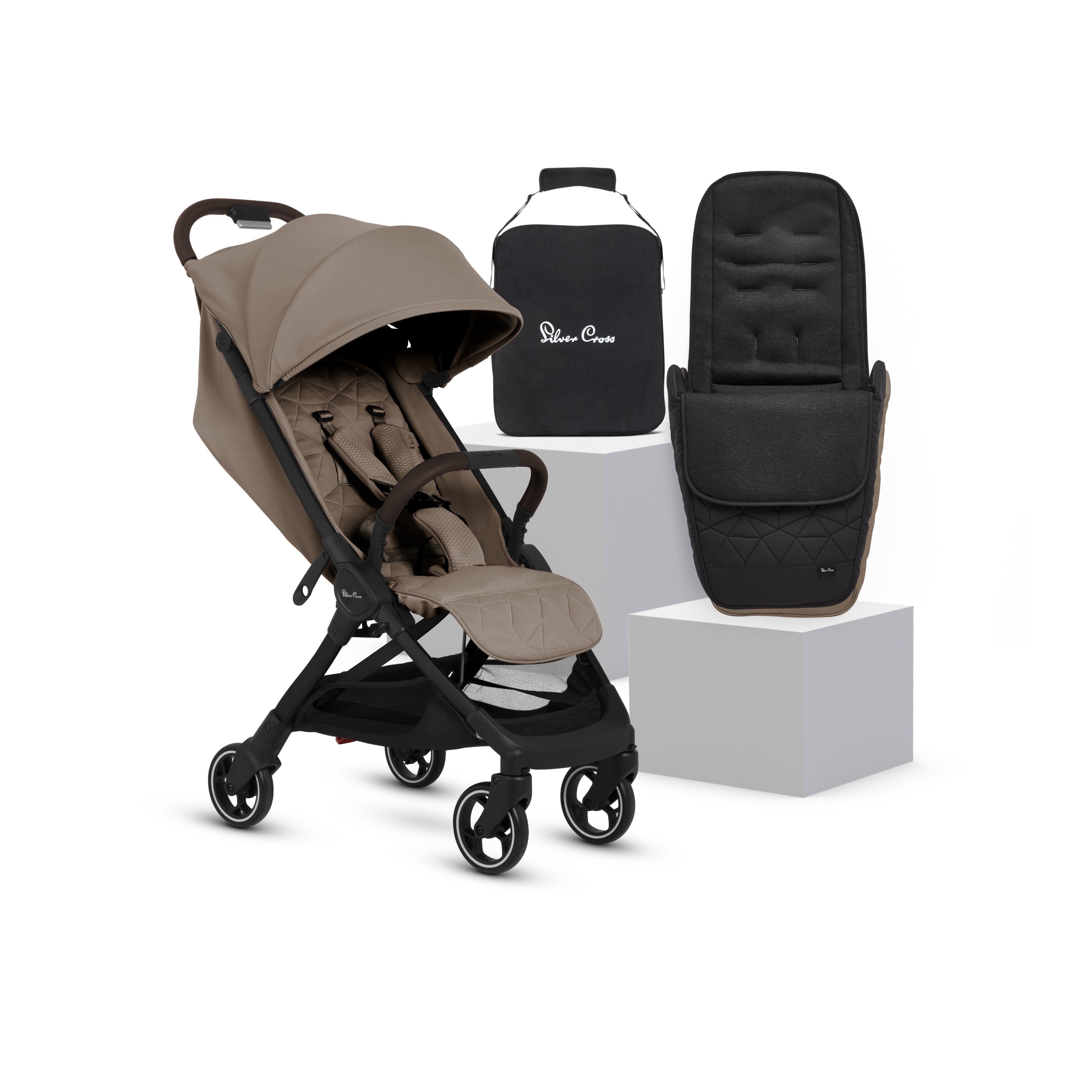 Clic Cobble Compact Stroller Footmuff Bundle Silver Cross UK