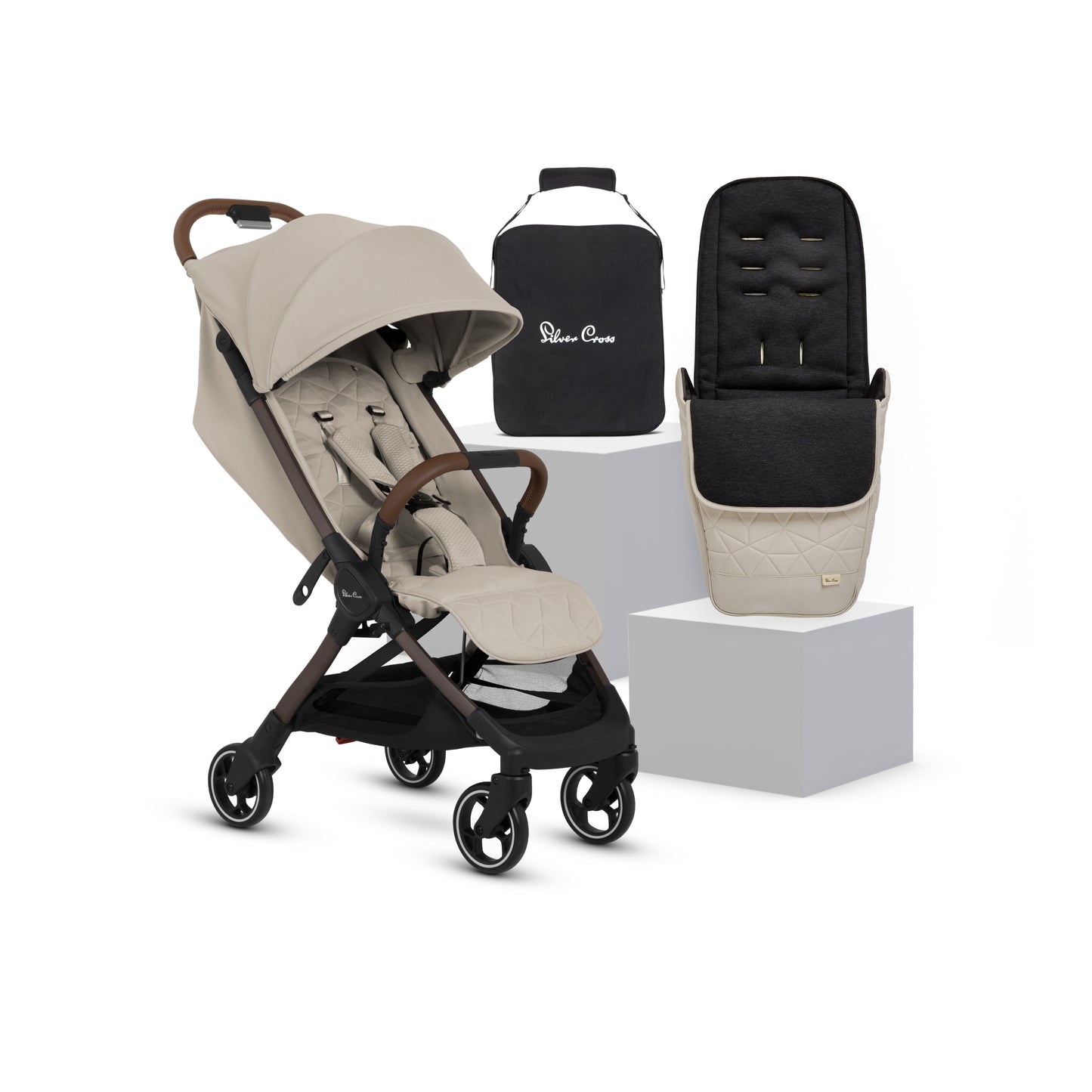 Clic 2 Latte Stroller & Footmuff Bundle (4 Piece)