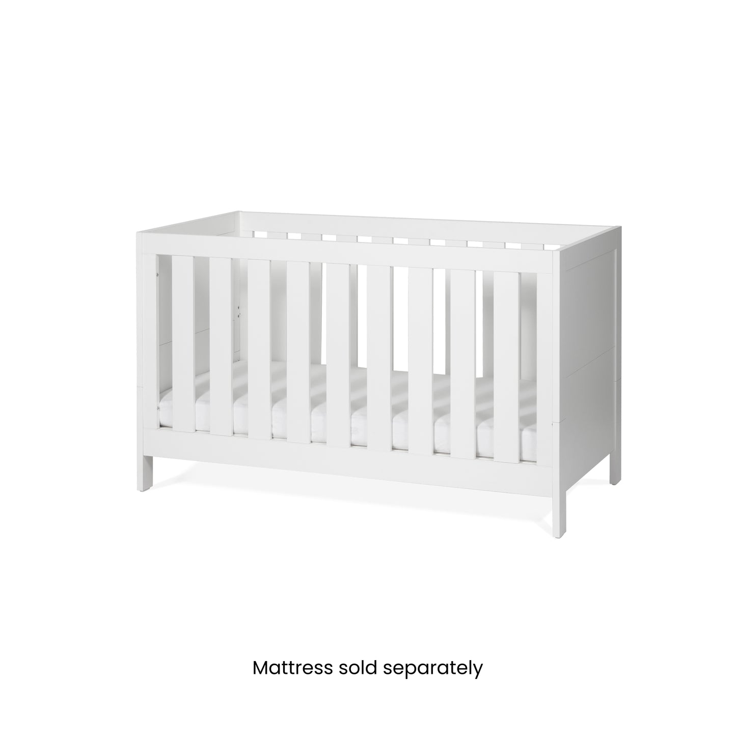 Finchley White 2 Piece Nursery Set with Convertible Cot Bed to Toddler Bed & Dresser
