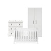 Finchley White 3 Piece Nursery Set with Convertible Cot to Toddler Bed, Dresser & Wardrobe
