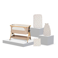 Lunar Bedside Crib Oatmeal New Arrival Bundle - Bunny Print