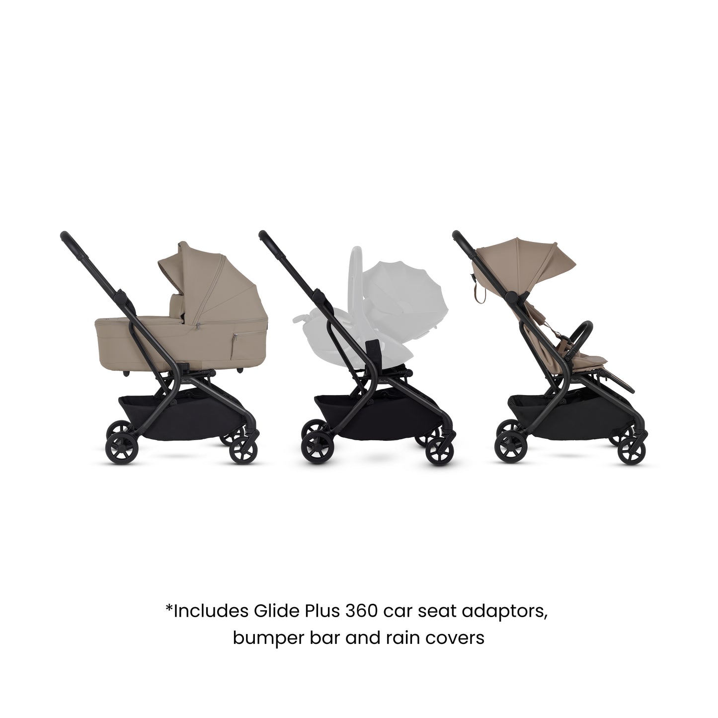Nia Champagne Compact Travel Stroller with Carrycot (6 Piece)