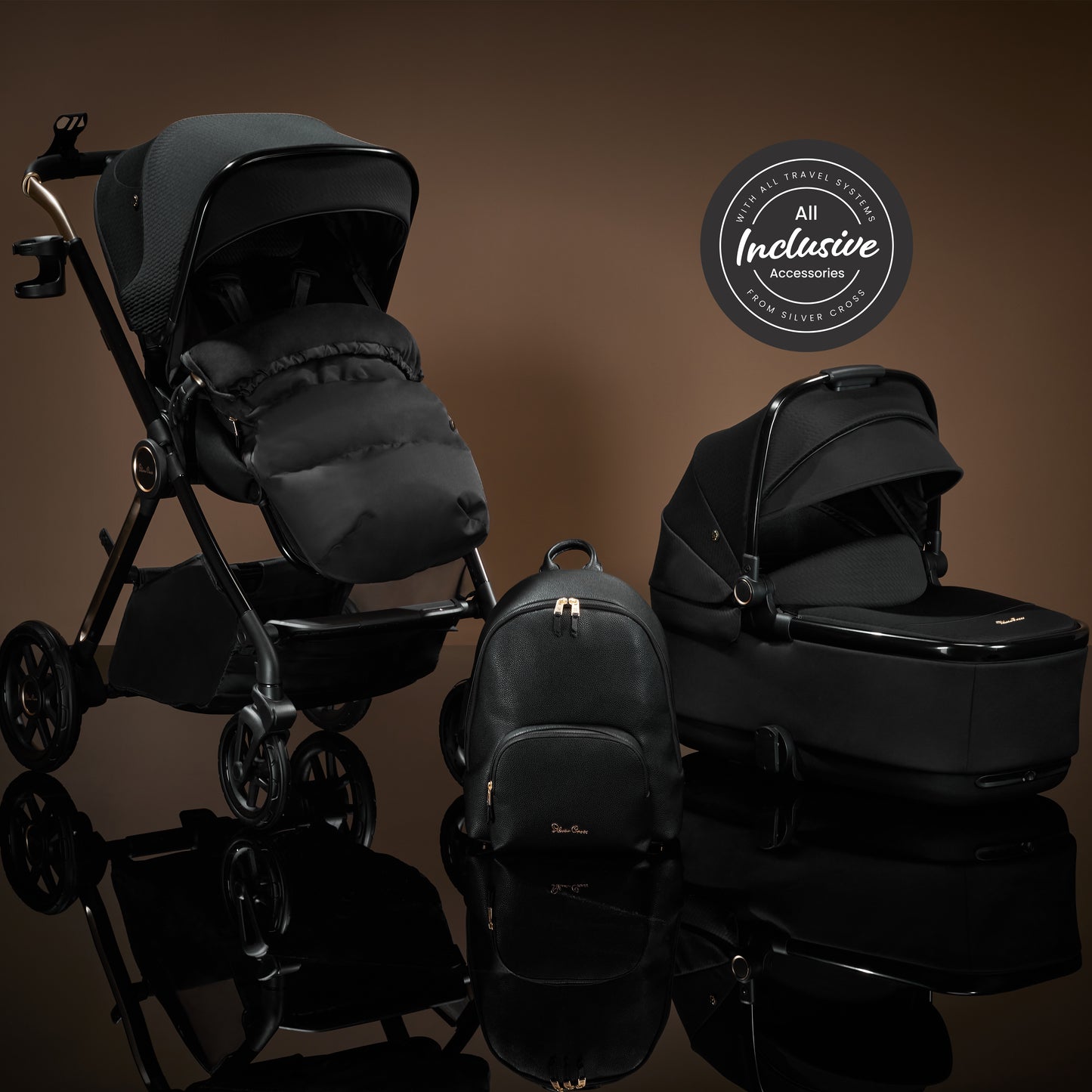 Reef 2 SPECIAL EDITION Espresso Travel System Ultimate 360 Iconic Black Infant Carrier Bundle (11 piece)