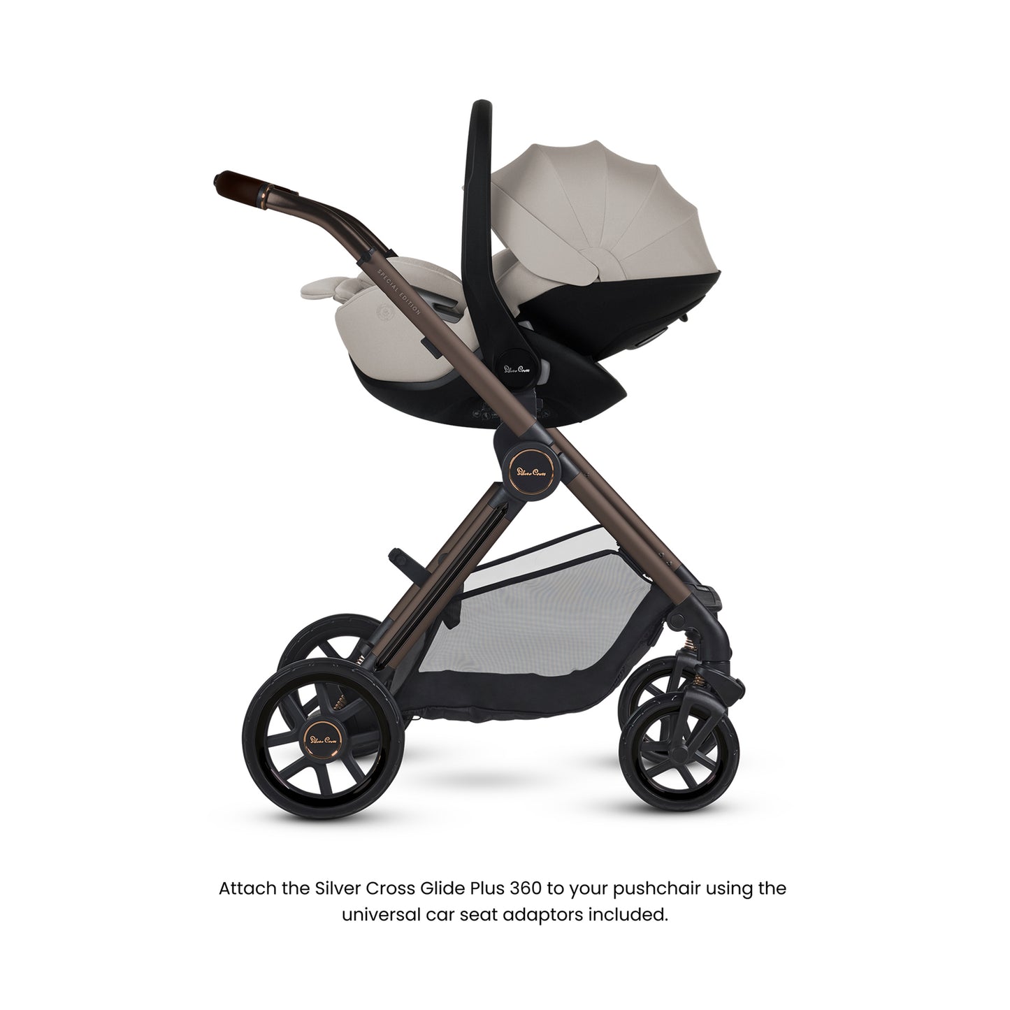 Reef 2 SPECIAL EDITION Ganache Travel System Ultimate 360 Natural Taupe Infant Carrier Bundle (11 piece)