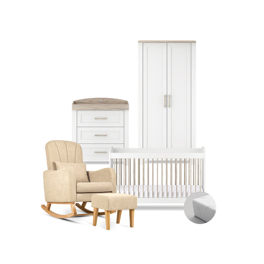 Valencia 4 Piece Nursery Room Set With Mattress