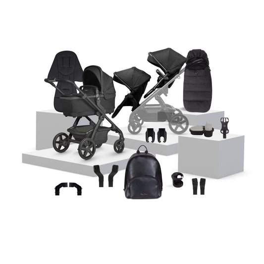 Wave 3 Onyx Single to Double Travel System Growing Family Bundle (17 Piece)