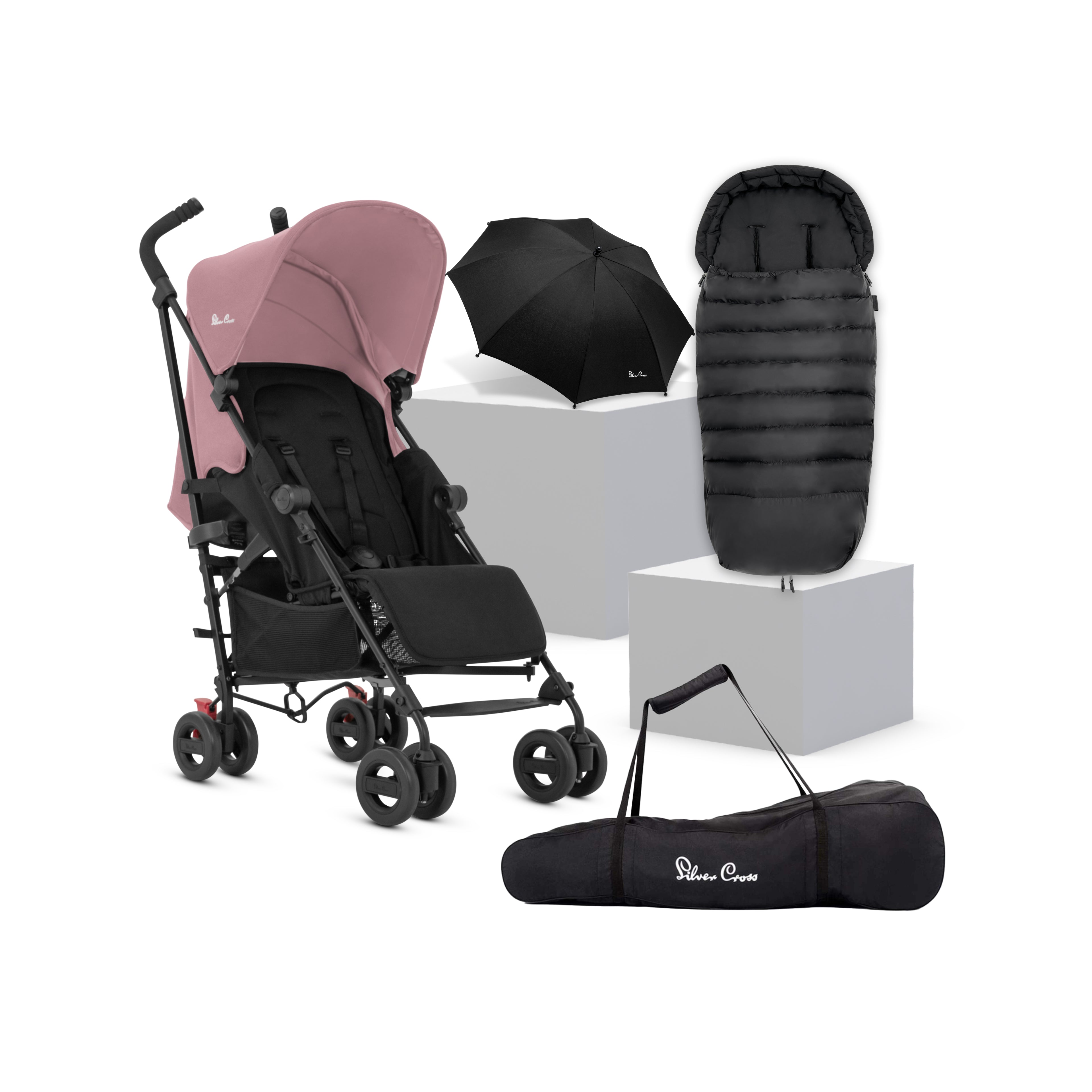 Zest Pink Stroller Accessory Bundle Silver Cross UK