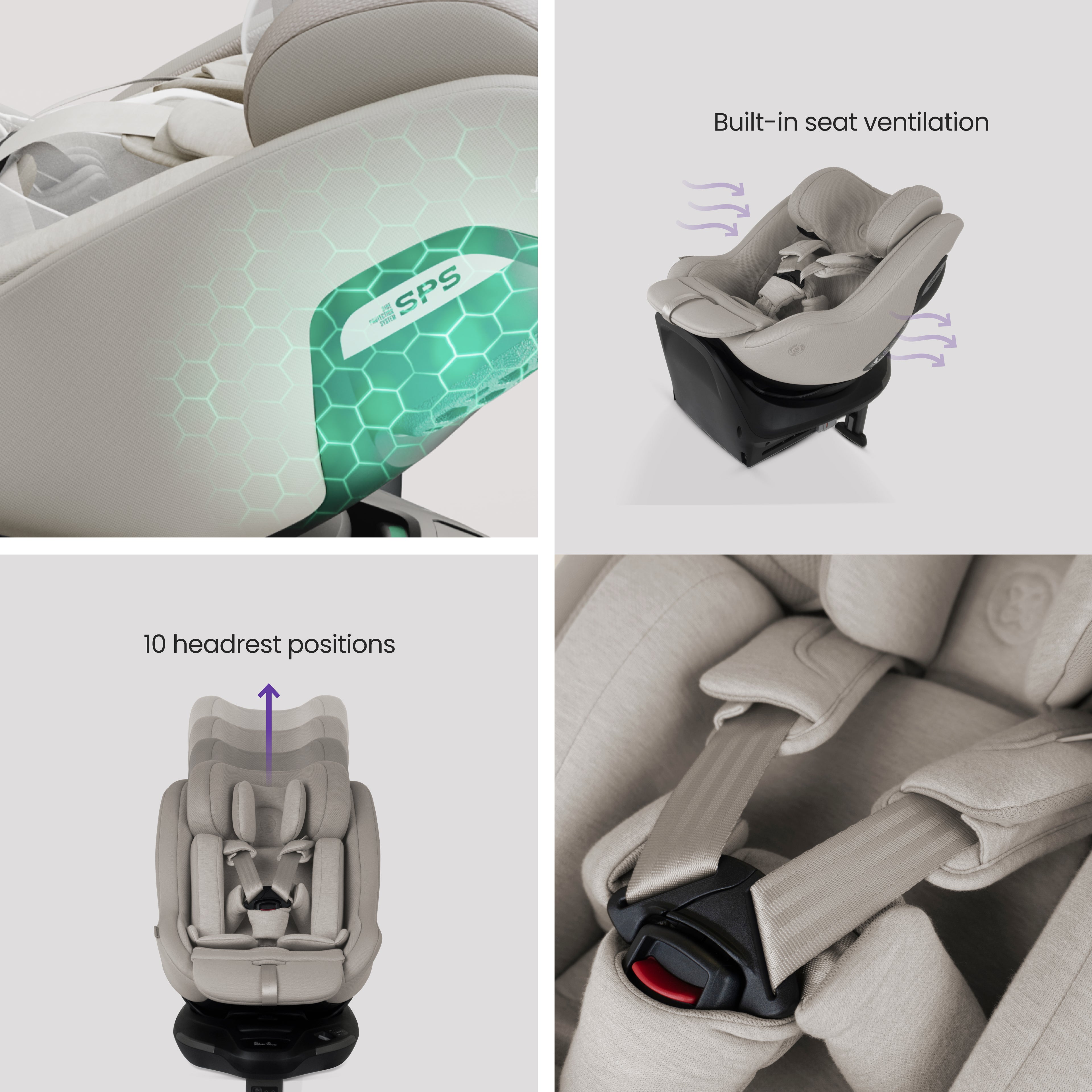 Scaun auto Silver Cross Approach Plus 360 Natural Taupe detalii ham si tetiera