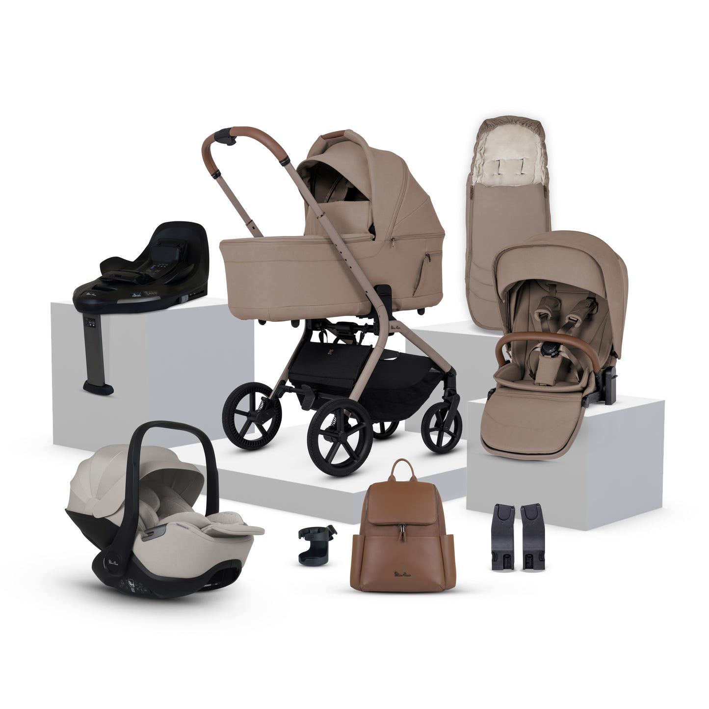 Breez Champagne Travel System Ultimate 360 Infant Carrier Bundle (12 piece)