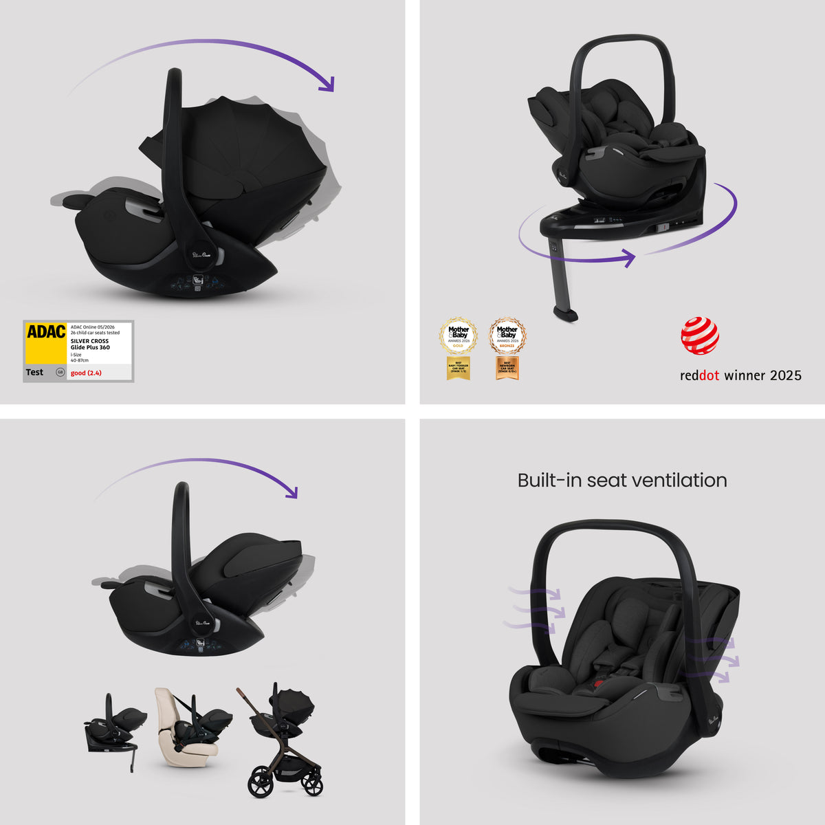 Breez Maple Travel System Ultimate 360 Infant Carrier Iconic Black Bundle (11 piece)