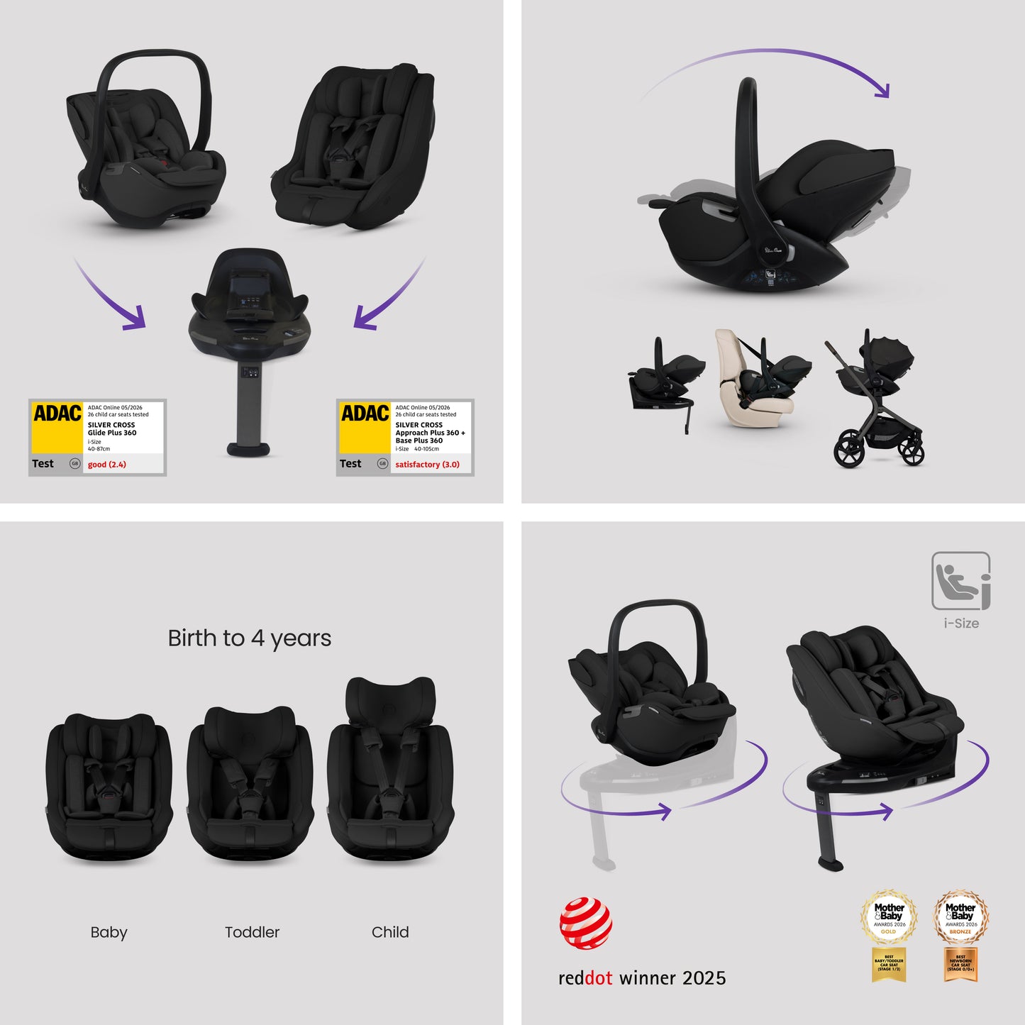Breez Pewter Travel System Ultimate 360 Family Car Seat Bundle (13 piece)