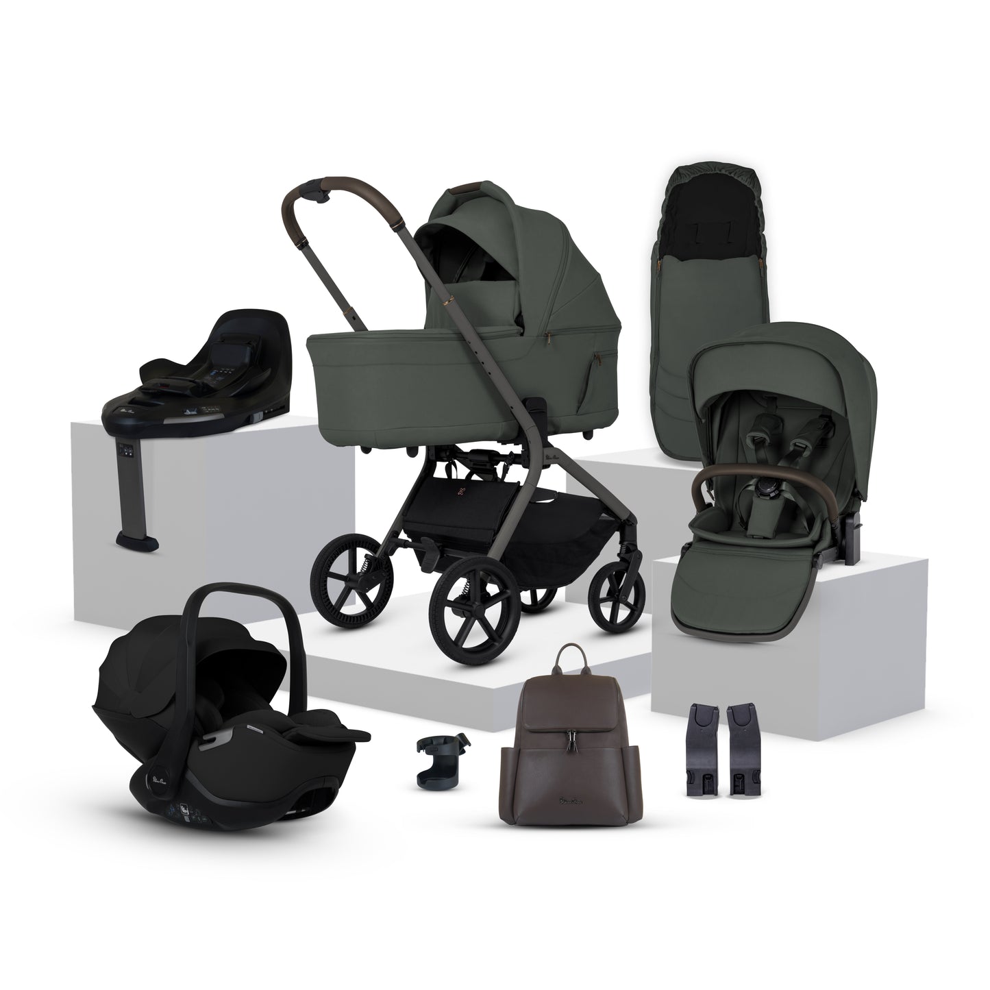 Breez Pewter Travel System Ultimate 360 Infant Carrier Bundle (12 piece)
