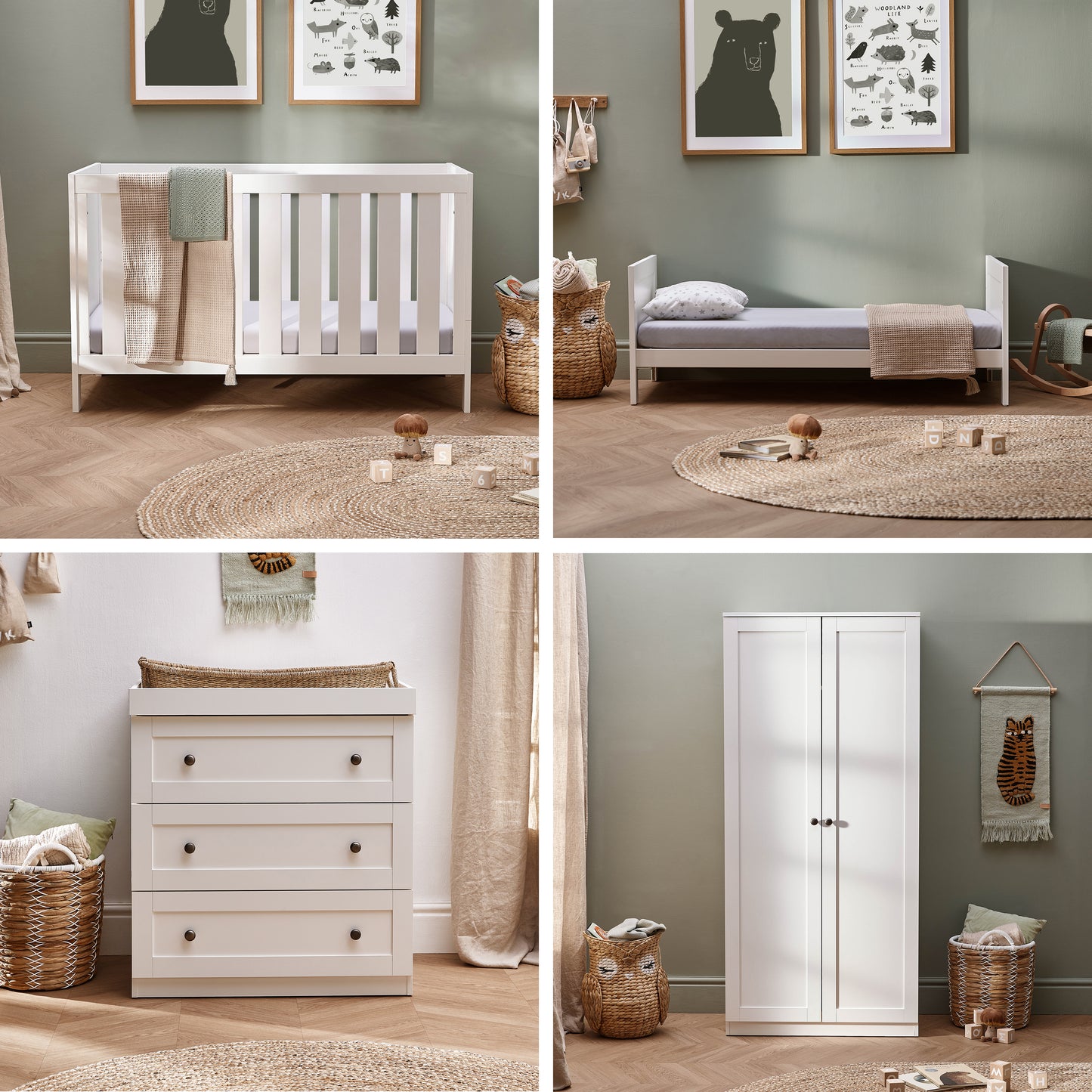 Bromley White 3 Piece Nursery Room Set With Mattress