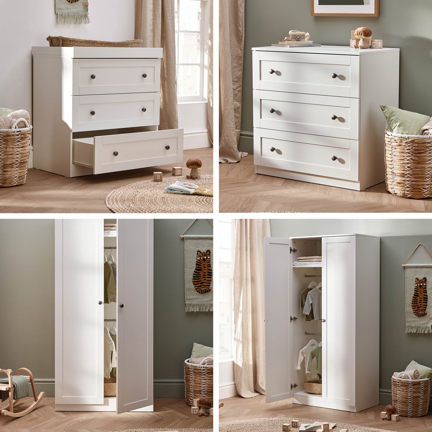Bromley White 4 Piece Nursery Room Set