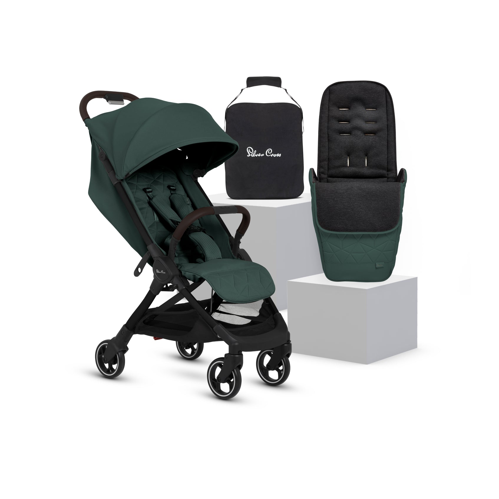 Silver Cross Stroller With Footmuff Clic Conifer Compact Stroller