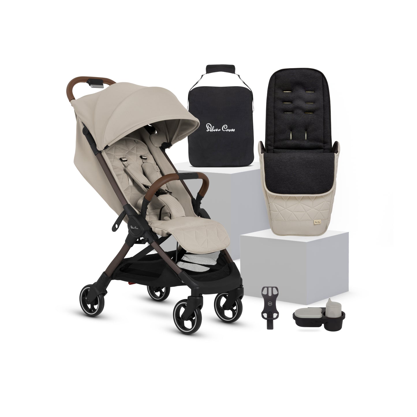 Clic 2 Latte Stroller & Accessory Bundle (6 Piece)