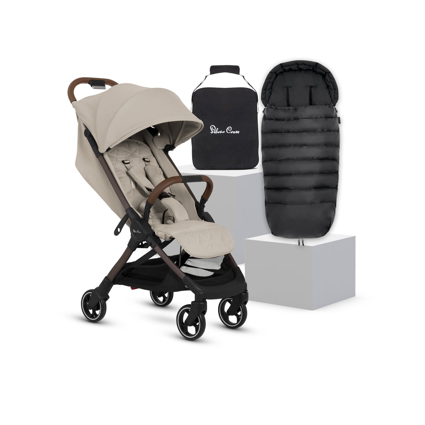 Clic 2 Latte Stroller & Footmuff Bundle (4 Piece)