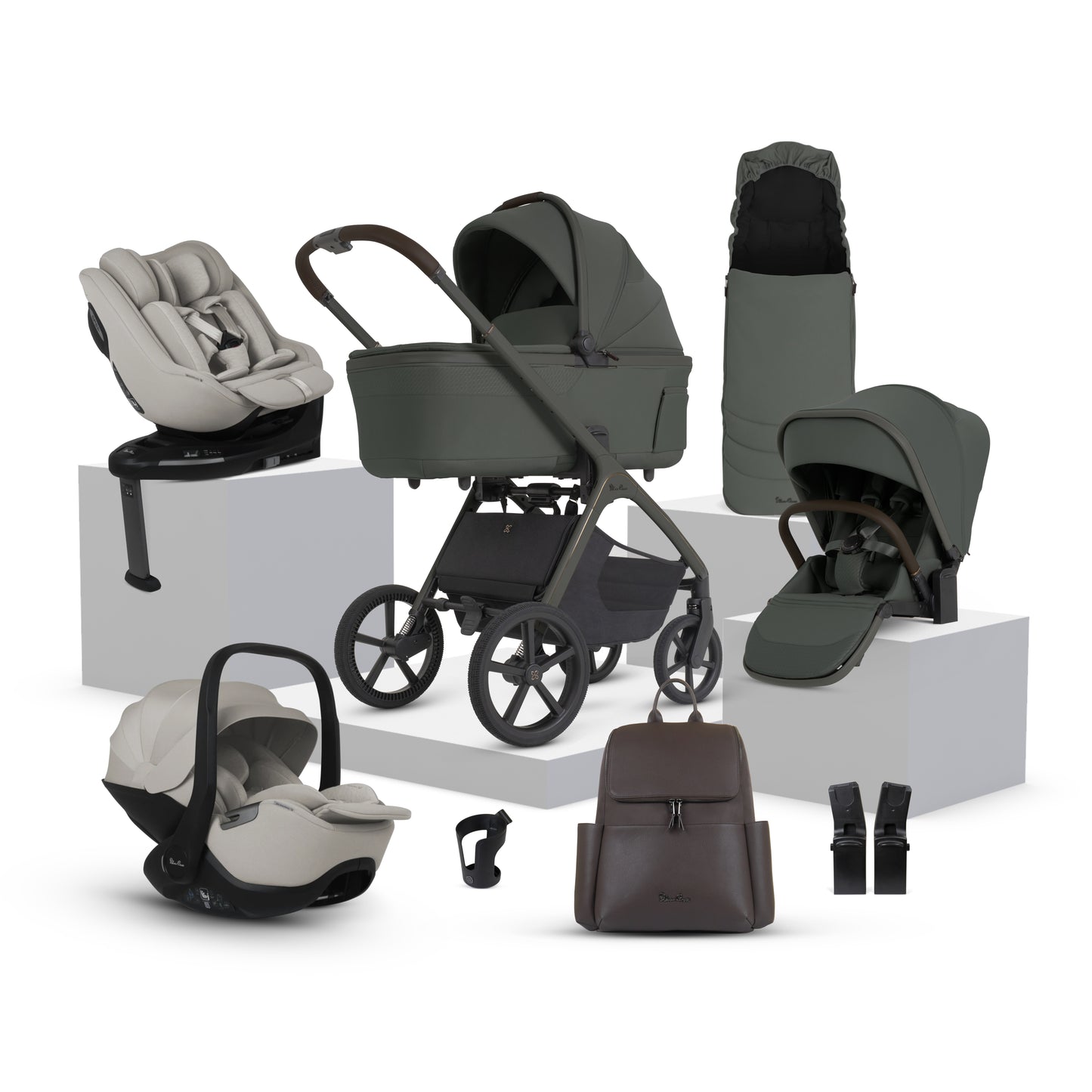 Cove 2 Pewter Travel System Ultimate 360 Family Car Seat Natural Taupe Bundle (11 piece)