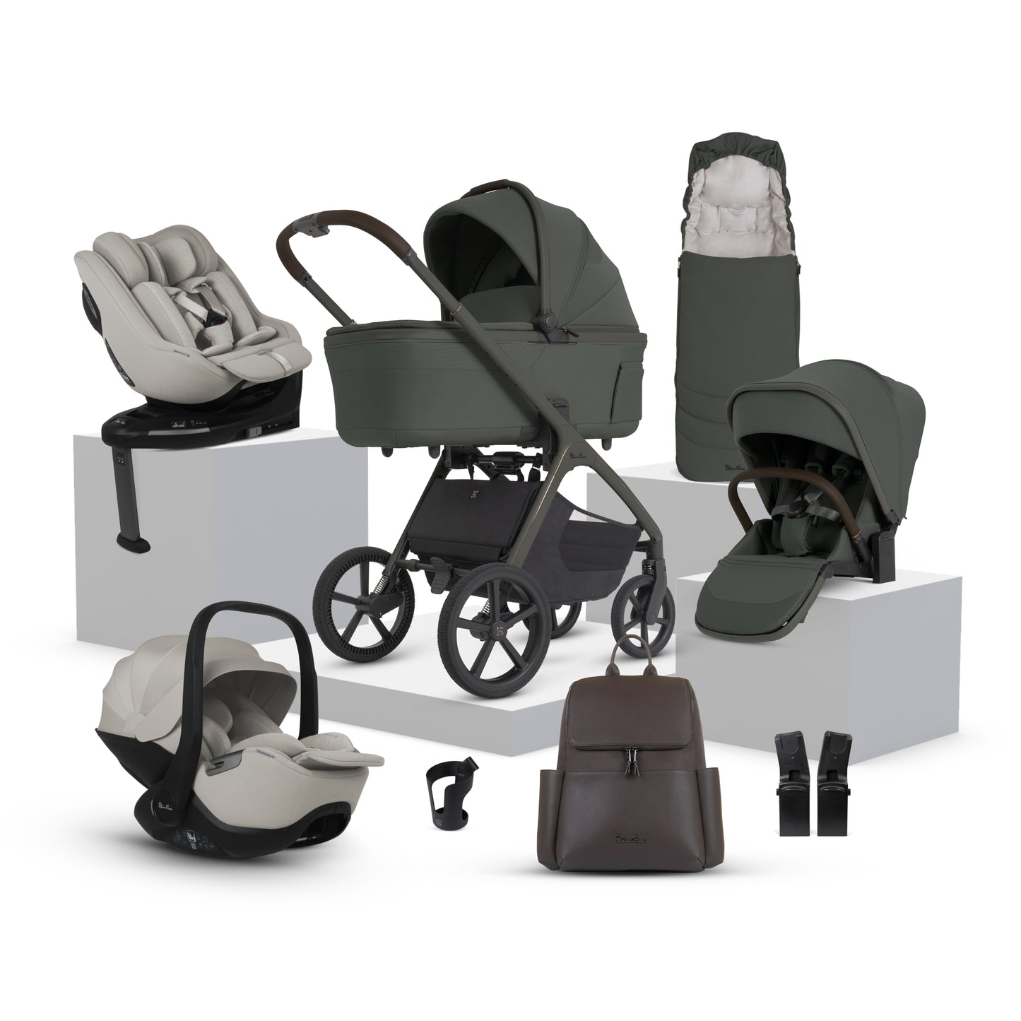 Cove 2 Pewter Travel System Ultimate 360 Family Car Seat Natural Taupe Bundle (11 piece)