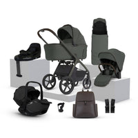 Cove 2 Pewter Travel System Ultimate 360 Infant Carrier Iconic Black Bundle (10 piece)