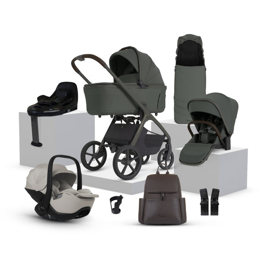 Cove 2 Pewter Travel System Ultimate 360 Infant Carrier Natural Taupe Bundle (10 piece)