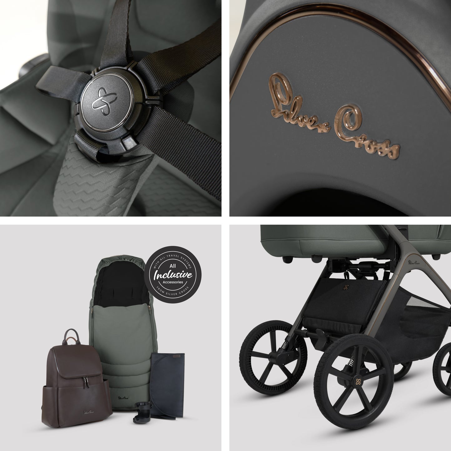 travel system silver cross stroller Cove Pewter Ultimate 360 Infant Carrier Bundle