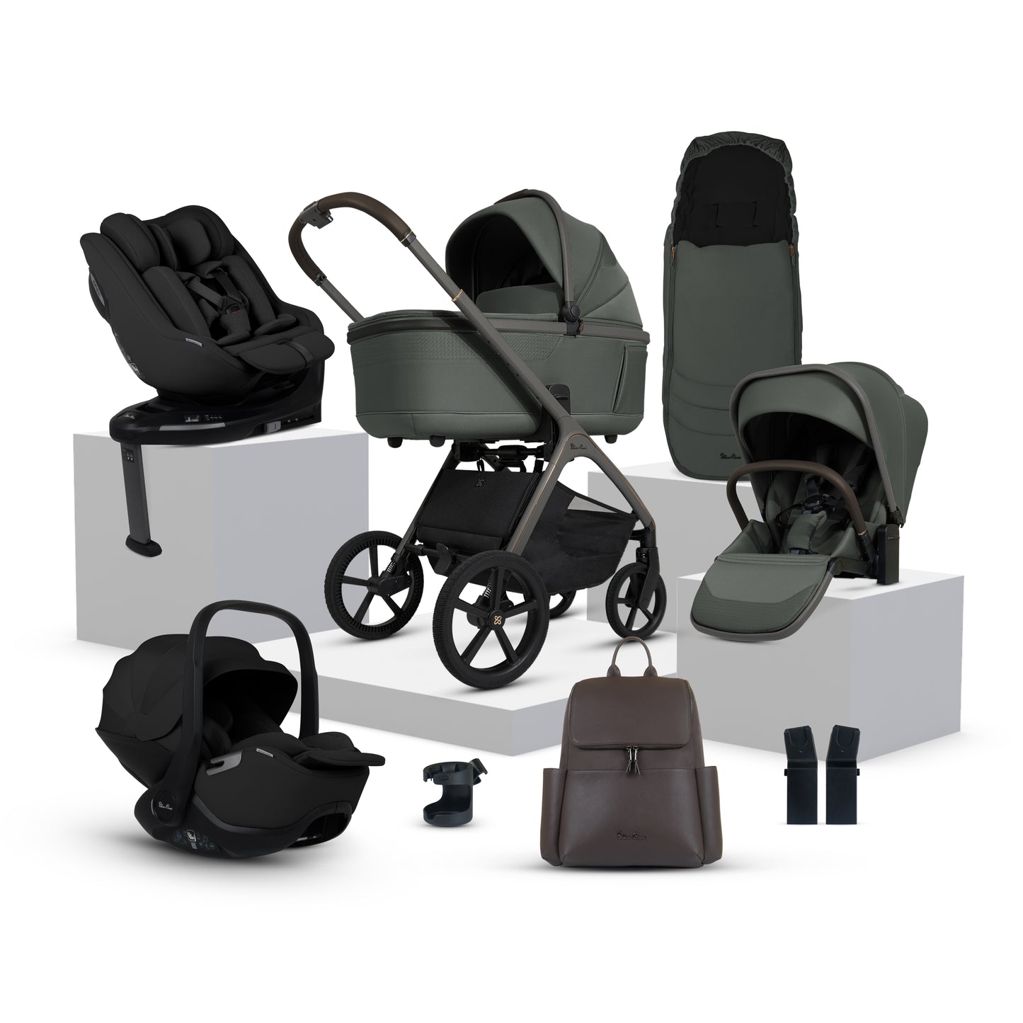 Cove Pewter Travel System Ultimate 360 Family Car Seat Bundle (11 piece)