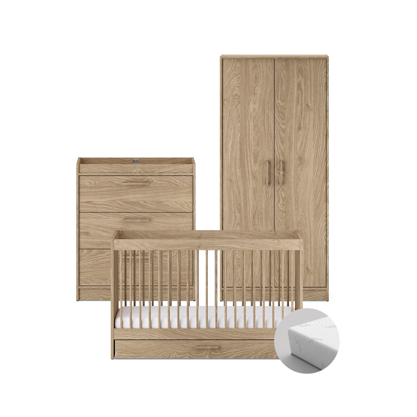 Geneva 3 Piece Nursery Room Set With Mattress