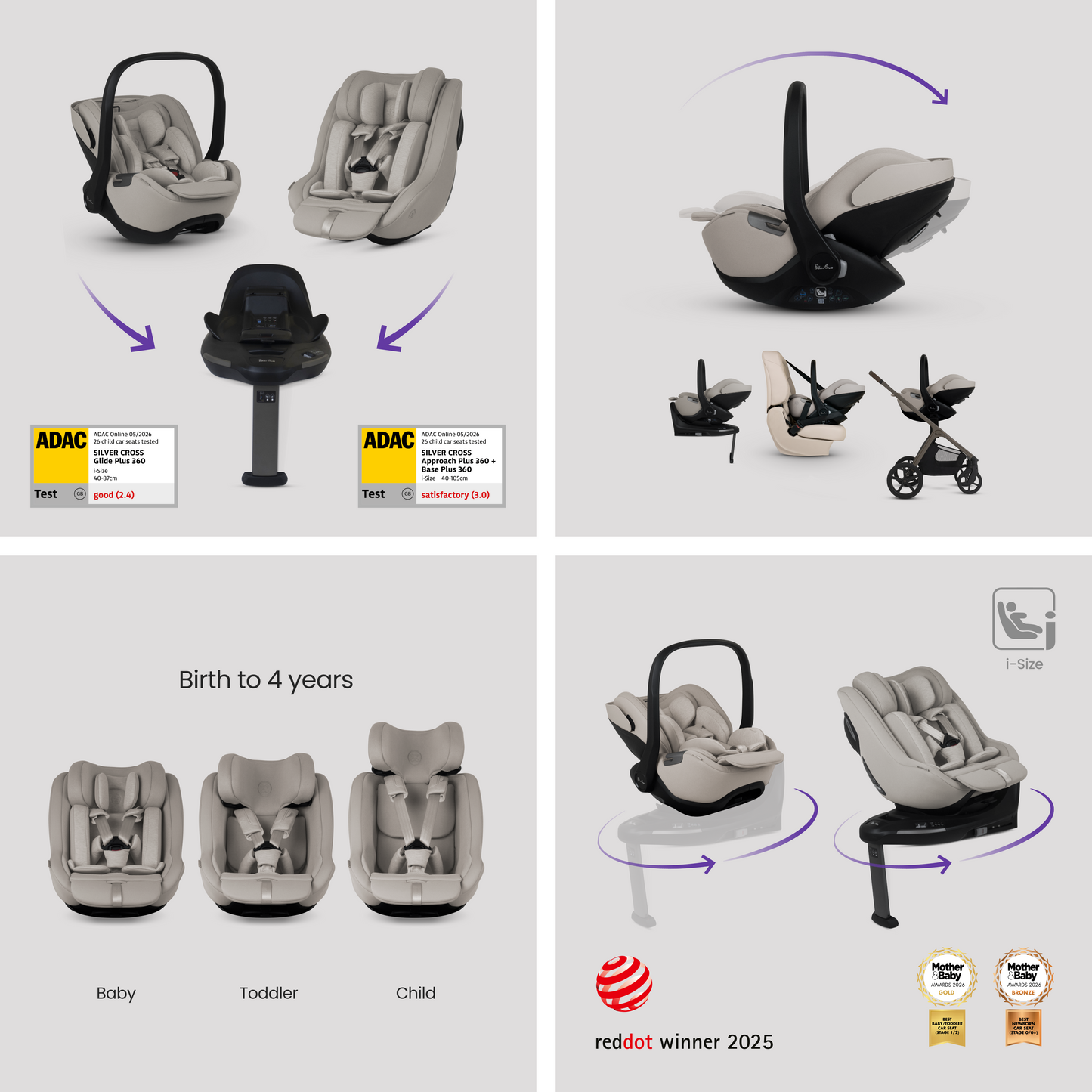 Cove 2 Pewter Travel System Ultimate 360 Family Car Seat Natural Taupe Bundle (11 piece)