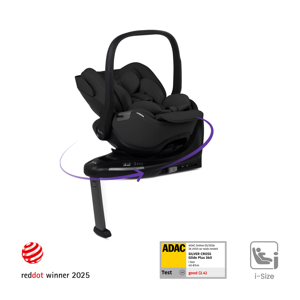 Glide Plus 360 Infant Car Seat Iconic Black & Base Plus 360