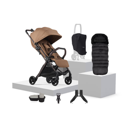 Jet 5 Cinnamon Travel Stroller Universal Accessory Bundle (7 piece)