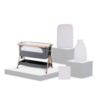 Lunar Bedside Crib Whisper Grey New Arrival Bundle - Duckling Print