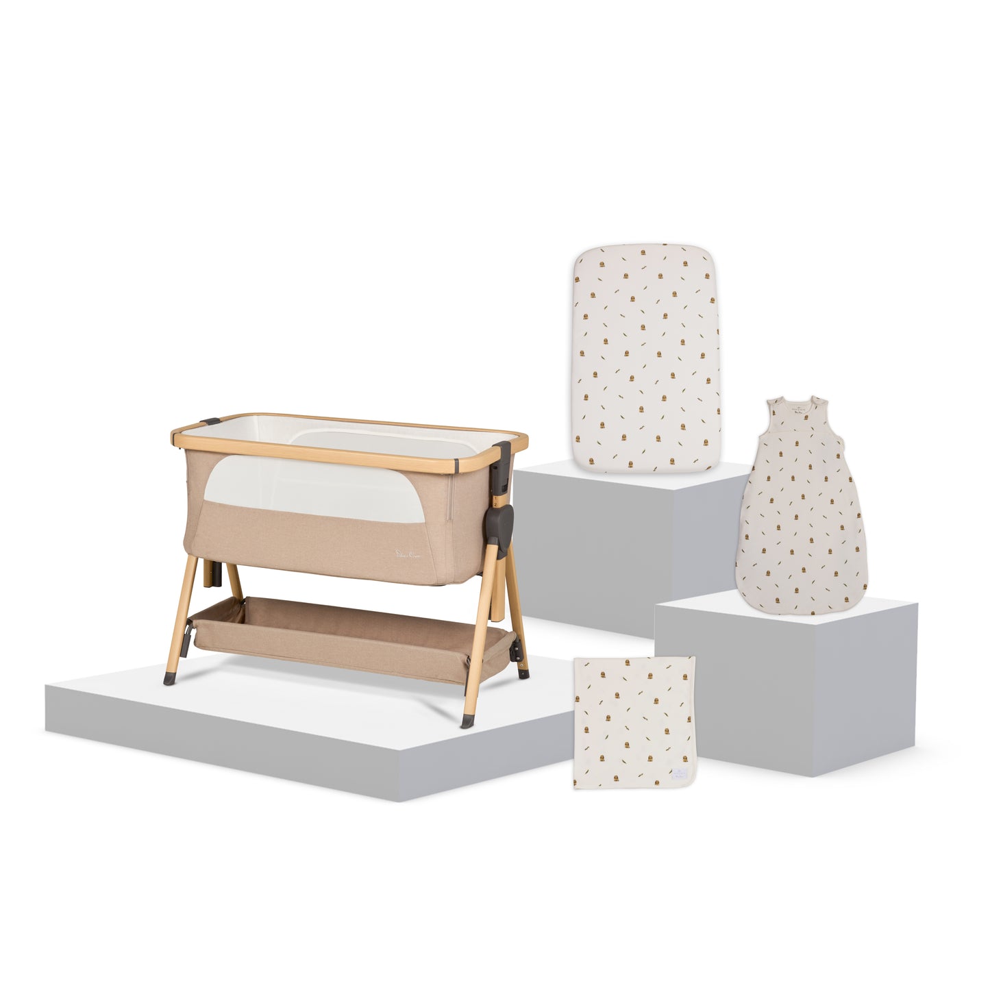Lunar Bedside Crib New Arrival Bundle - Bunny Print