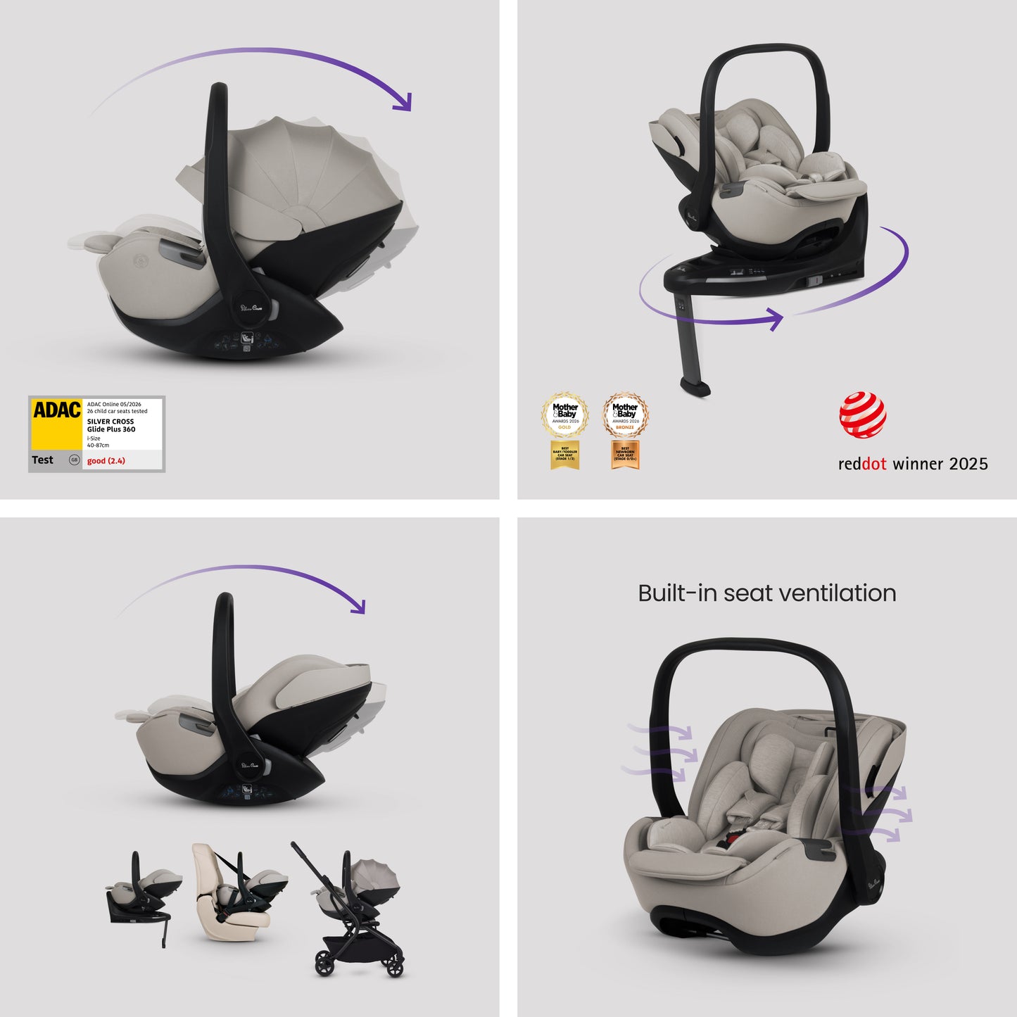 Nia Chocolate Compact Travel System with Accessory Pack Natural Taupe (12 Piece)