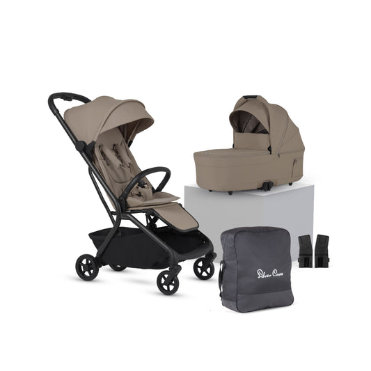 Nia Champagne Compact Travel Stroller with Carrycot (6 Piece)
