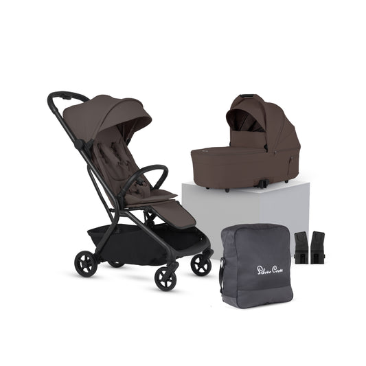 Nia Chocolate Compact Travel Stroller with Carrycot (6 Piece)