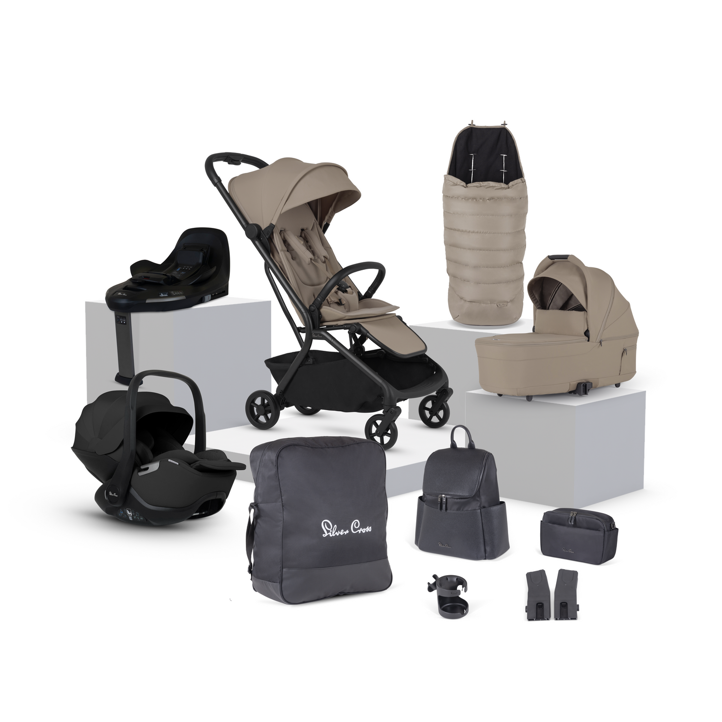 Nia Champagne Compact Travel System with Accessory Pack Iconic Black (12 Piece)