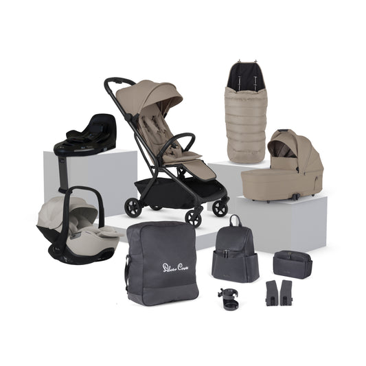 Nia Champagne Compact Travel System with Accessory Pack Natural Taupe (12 Piece)