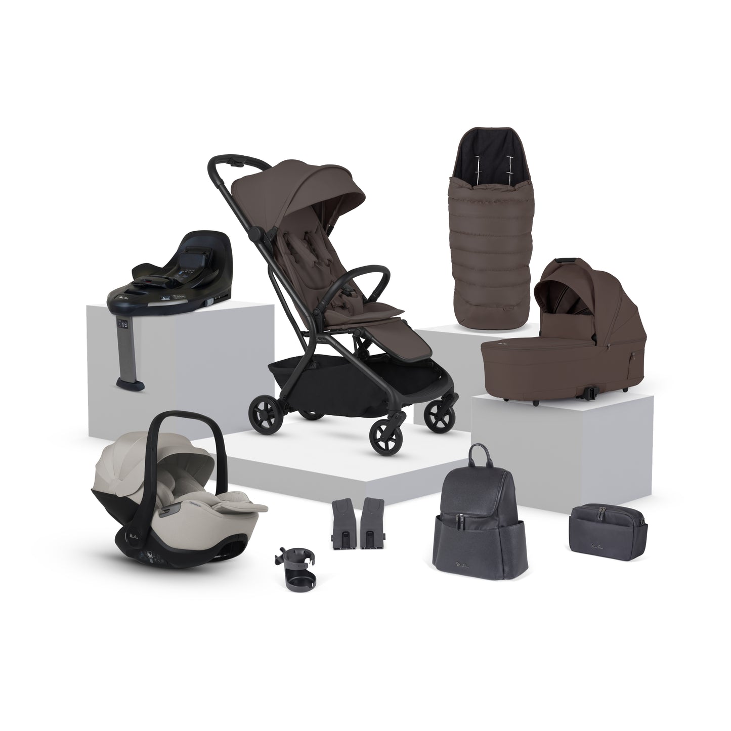 Nia Chocolate Compact Travel System with Accessory Pack Natural Taupe (12 Piece)