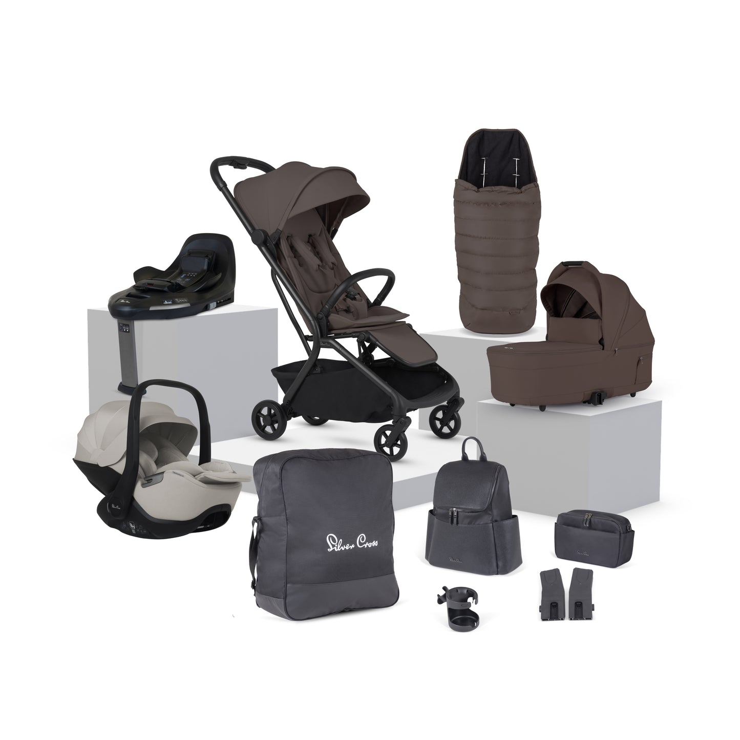 Nia Chocolate Compact Travel System with Accessory Pack Natural Taupe (12 Piece)