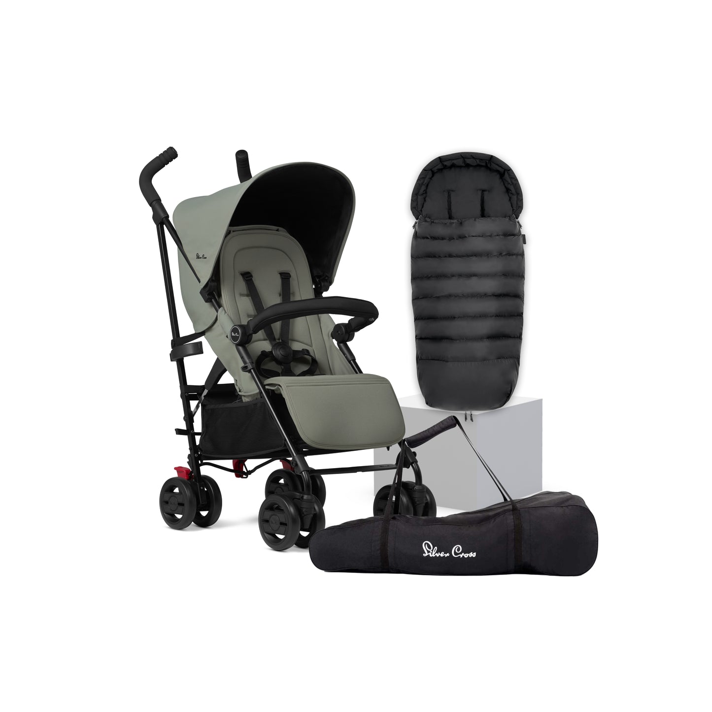 Pop 2 Sage Stroller & Footmuff Bundle (4 piece)
