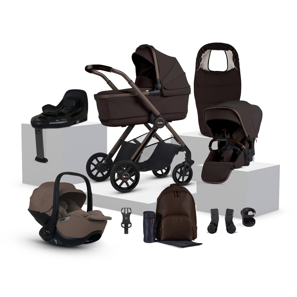 Reef 2 SPECIAL EDITION Ganache Travel System Ultimate 360 Timeless Cocoa Infant Carrier Bundle (12 piece)