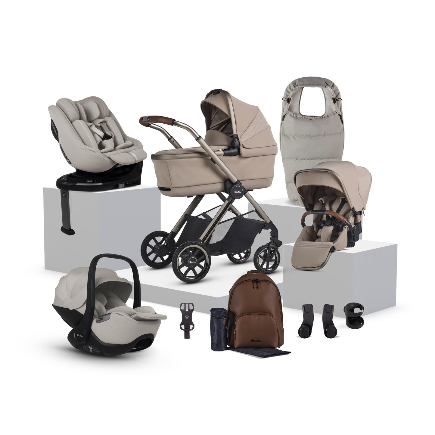 Reef 2 SPECIAL EDITION Frappe Travel System Ultimate 360 Natural Taupe Family Car Seat Bundle (12 piece)