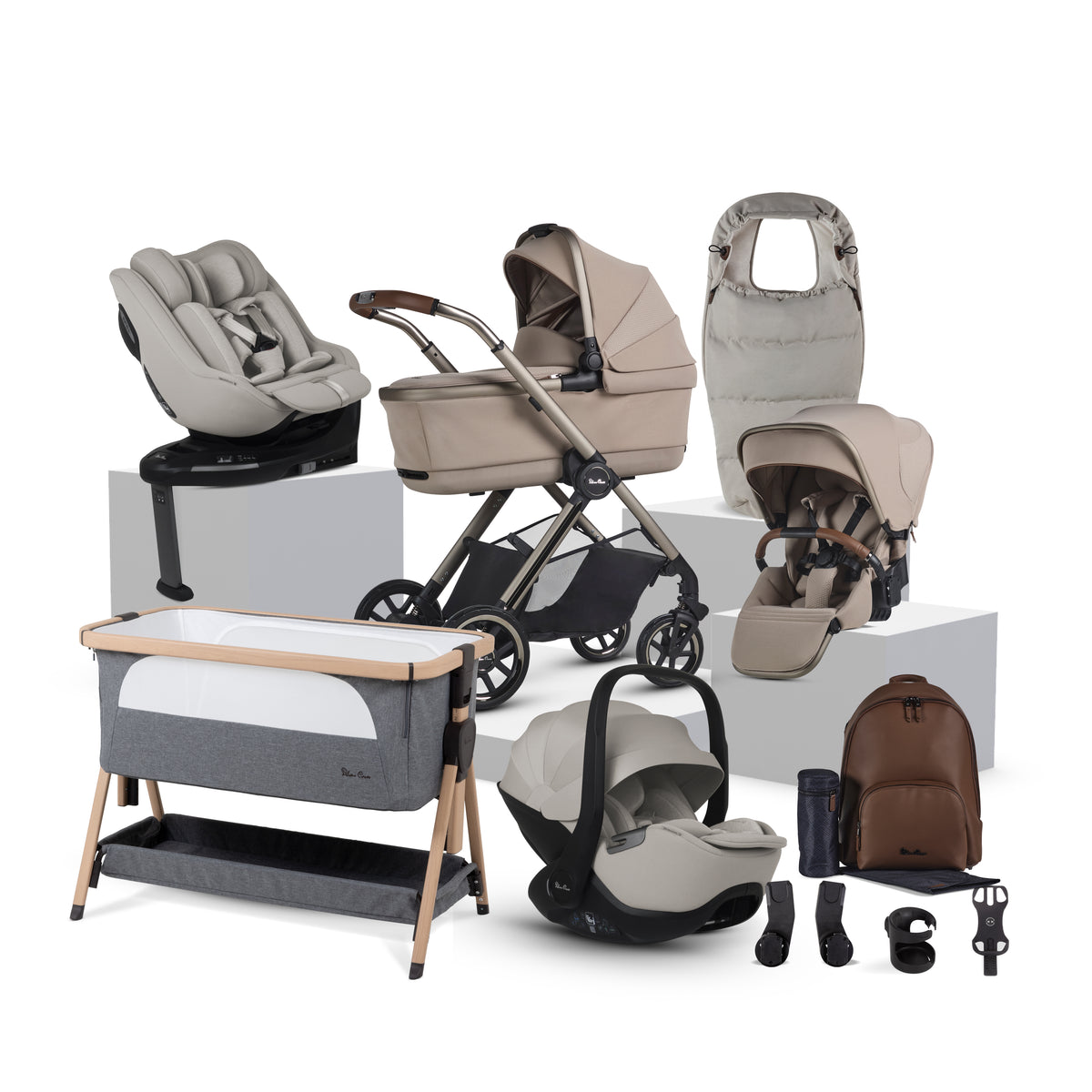 Reef 2 SPECIAL EDITION Frappe Travel System Ultimate 360 Natural Taupe Family Car Seat Bundle (13 piece)