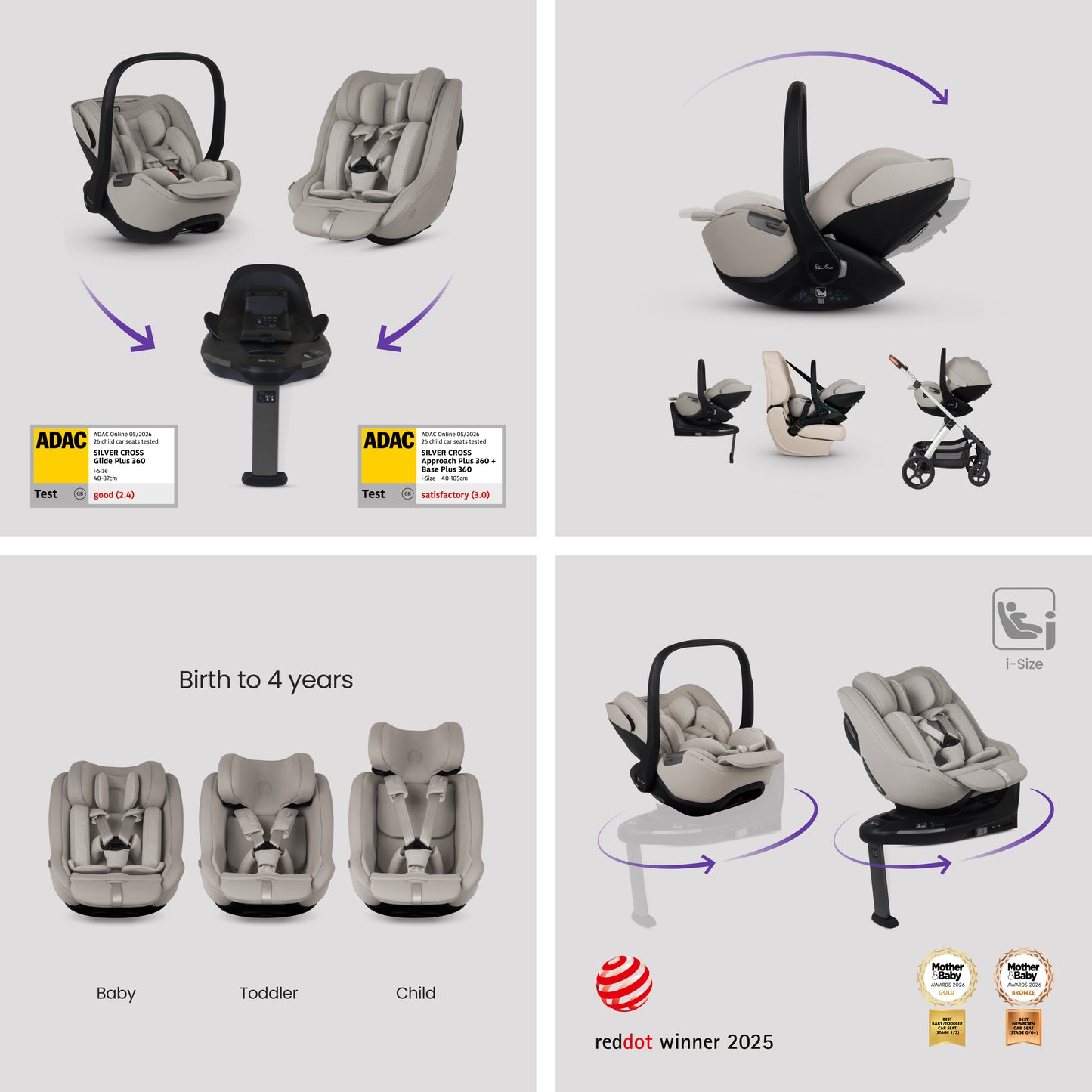 Tide Stone Travel System Ultimate 360 Natural Taupe Family Car Seat Bundle (12 piece)