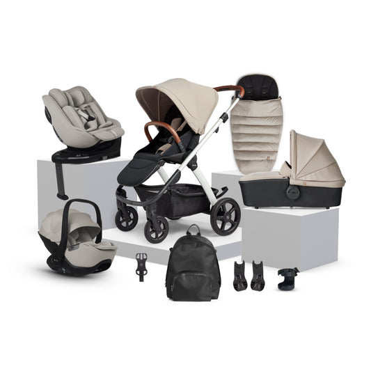 Tide Stone Travel System Ultimate 360 Natural Taupe Family Car Seat Bundle (12 piece)