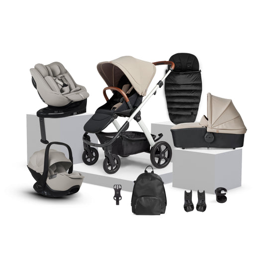 Tide Stone Travel System Ultimate 360 Natural Taupe Family Car Seat Bundle (12 piece)